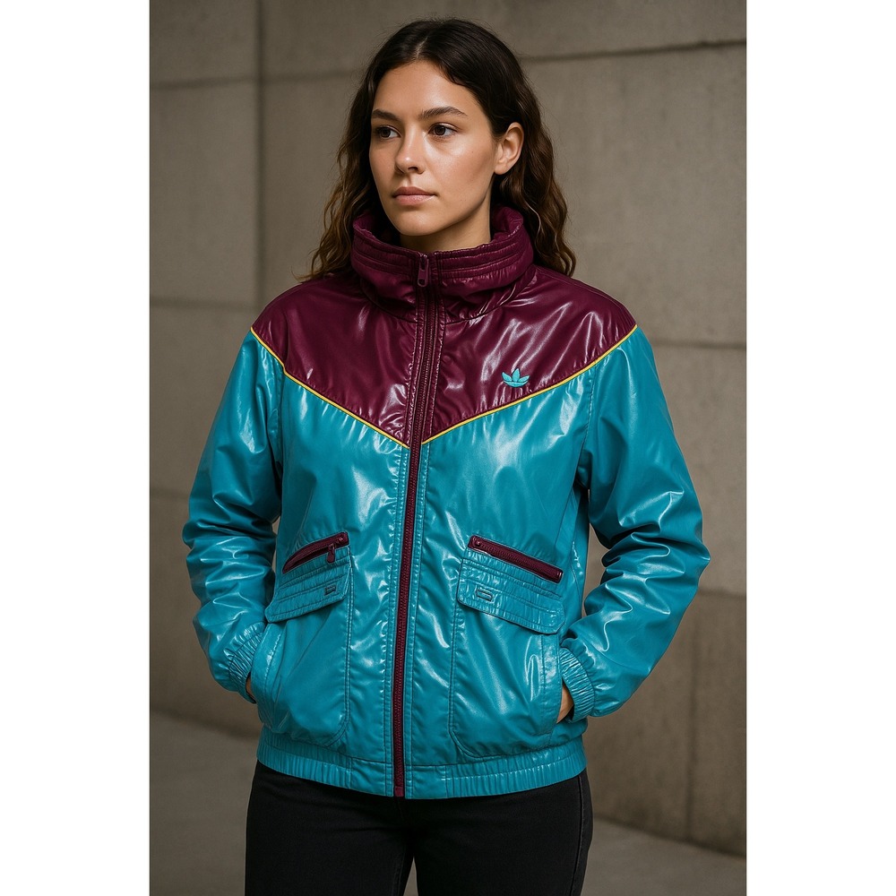 adidas Teal and Burgundy Women's Bomber Jacket